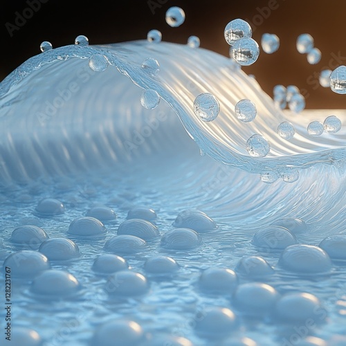 Flowing Water over Soft Fabric Layer Absorbing Moisture in Diapers Sanitary Napkins and Mattress Pads