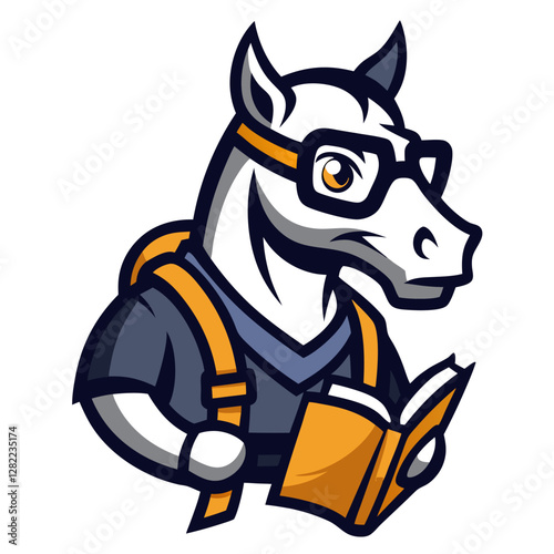 Fotografija Strong Workhorse with Harness - Vector Illustration, Clipart & Line Art Design, Strong workhorse vector illustration with harness, perfect for clipart, cartoons, and line art designs
