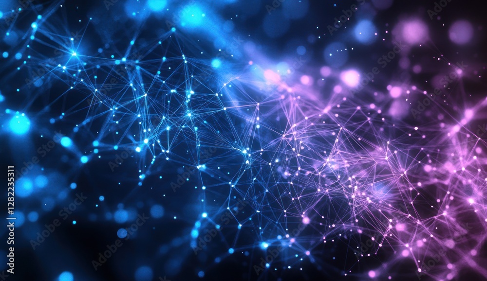 Abstract Network Connections Blue And Purple Lights Abstract Network Connections Blue And Purple Lights
