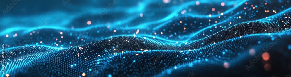 Abstract Blue Digital Wave Particle Background Abstract Blue Digital Wave Particle Background