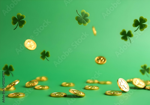 St. Patrick s Day decorated shamrock leaves copy space background Patrick Day party invitation