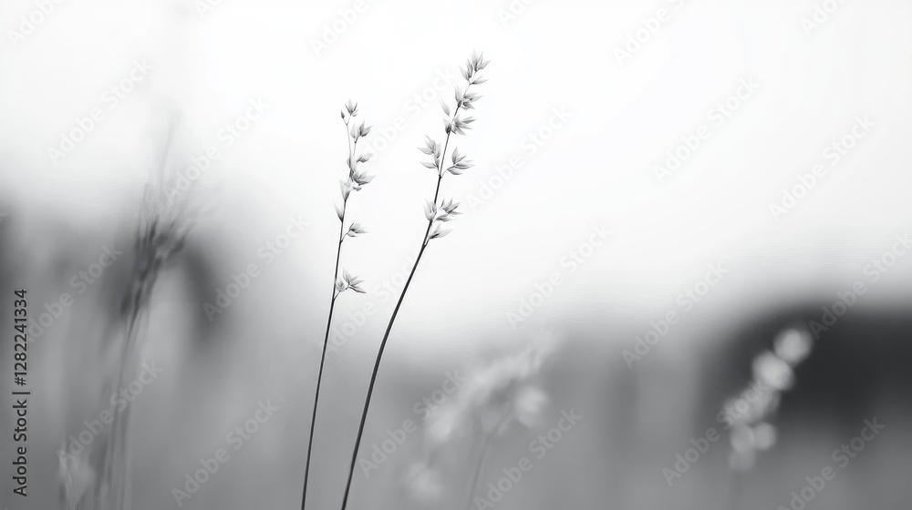 Obraz premium Grasses, close-up, blurred background, peaceful nature scene, website header