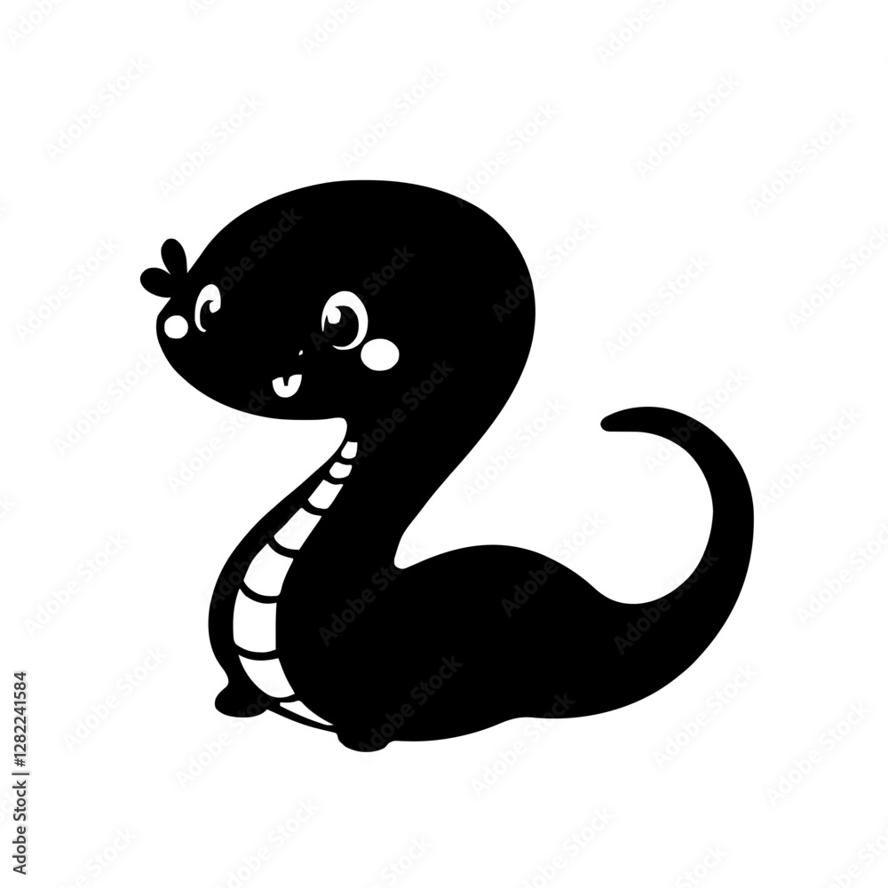 Fototapeta premium A black and white snake silhouette in a minimalist design vector