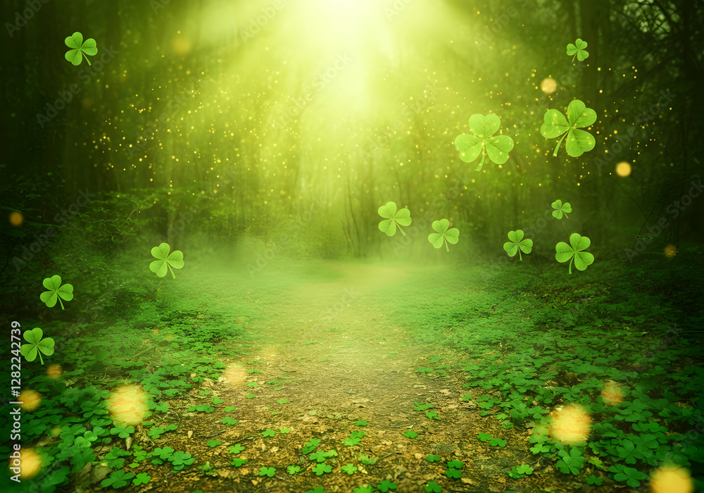 Fototapeta premium Shamrock St Patrick s Day copy space for your design St Patrick advertisement with shamrock leaves
