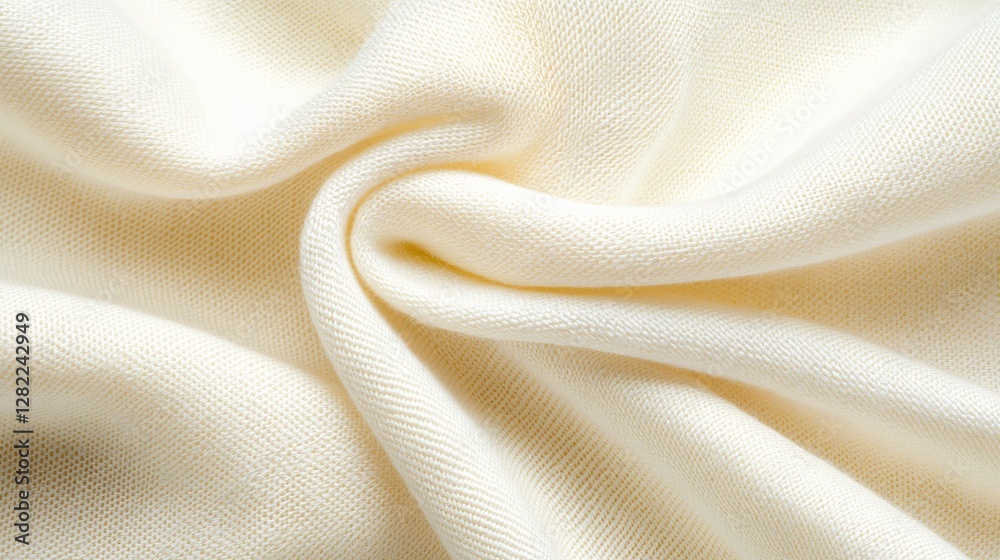 A Soft Creamy Fabric Displaying Gentle Folds and Textured Surfaces A Soft Creamy Fabric Displaying Gentle Folds and Textured Surfaces