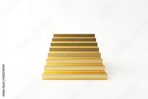 Gold staircase with a white background