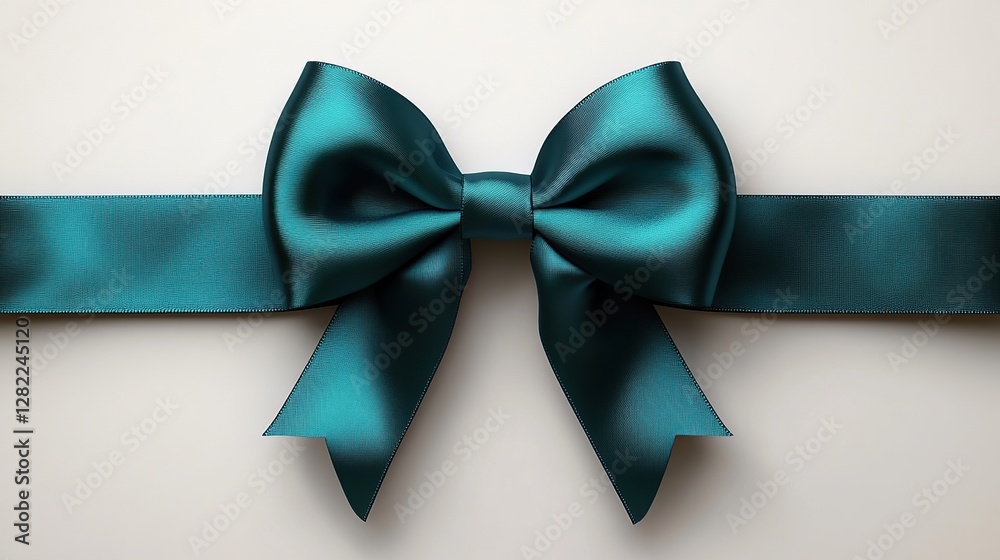 Teal satin ribbon bow on white background for gift or decoration Teal satin ribbon bow on white background for gift or decoration