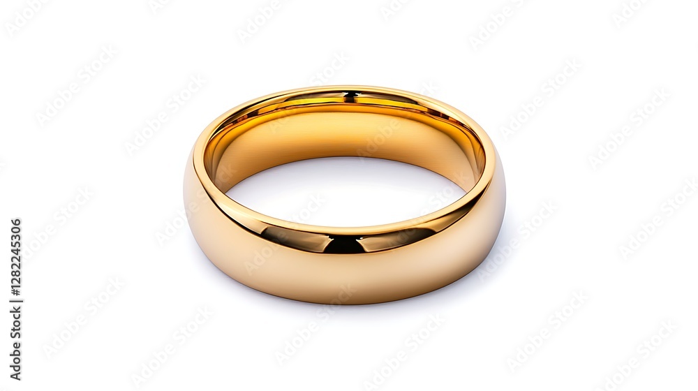 Simple and Elegant Gold Ring on White Backdrop Classic Wedding Band Jewelry Design Close Up Studio Shot Simple and Elegant Gold Ring on White Backdrop Classic Wedding Band Jewelry Design Close Up Studio Shot