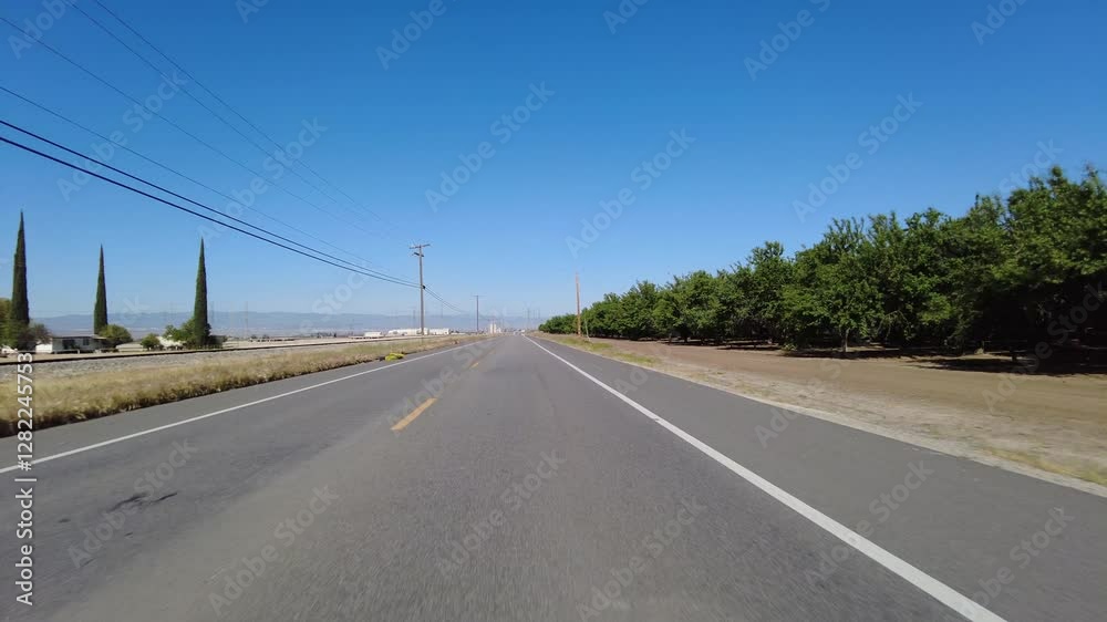 San Joaquin Valley Farmland Buttonwillow 03 Front View Driving Plates of Highway 58 West California USA San Joaquin Valley Farmland Buttonwillow 03 Front View Driving Plates of Highway 58 West California USA