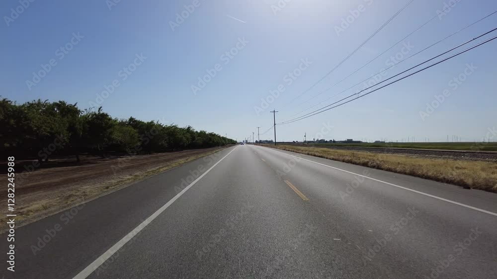 San Joaquin Valley Farmland Buttonwillow 03 Rear View Driving Plates of Highway 58 West California USA San Joaquin Valley Farmland Buttonwillow 03 Rear View Driving Plates of Highway 58 West California USA