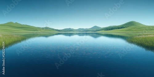 360 Panoramic View of Sermo Lake in Kulon Progo Yogyakarta Indonesia Serenity and Natural Beauty photo