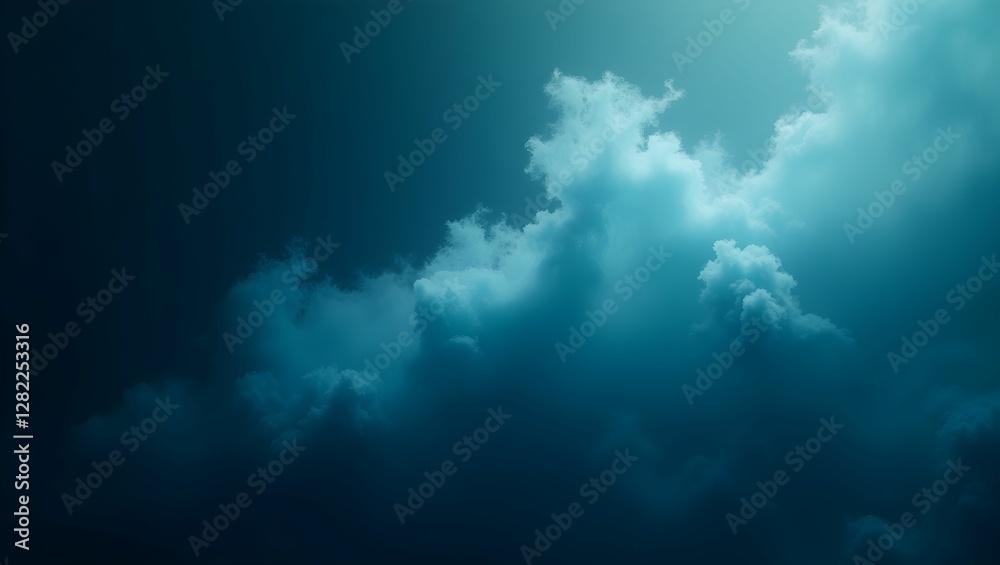 Fototapeta premium Icy Teal to Deep Ocean Blue Gradient with Glassy Mist Effect – Futuristic Underwater Ambiance