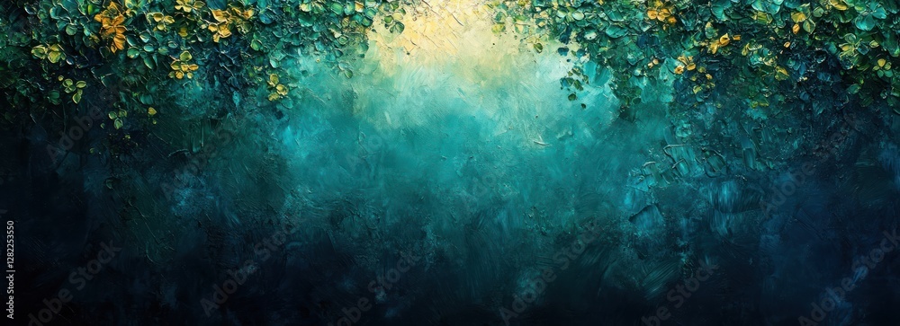 Obraz premium Vibrant Abstract Expressionist Green and Blue Painting with Dynamic Texture and Bold Brush Strokes