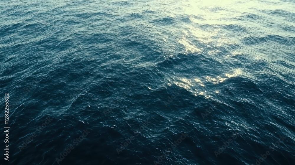 Fototapeta premium Calm ocean surface, sunlight reflection, water texture background, nature wallpaper