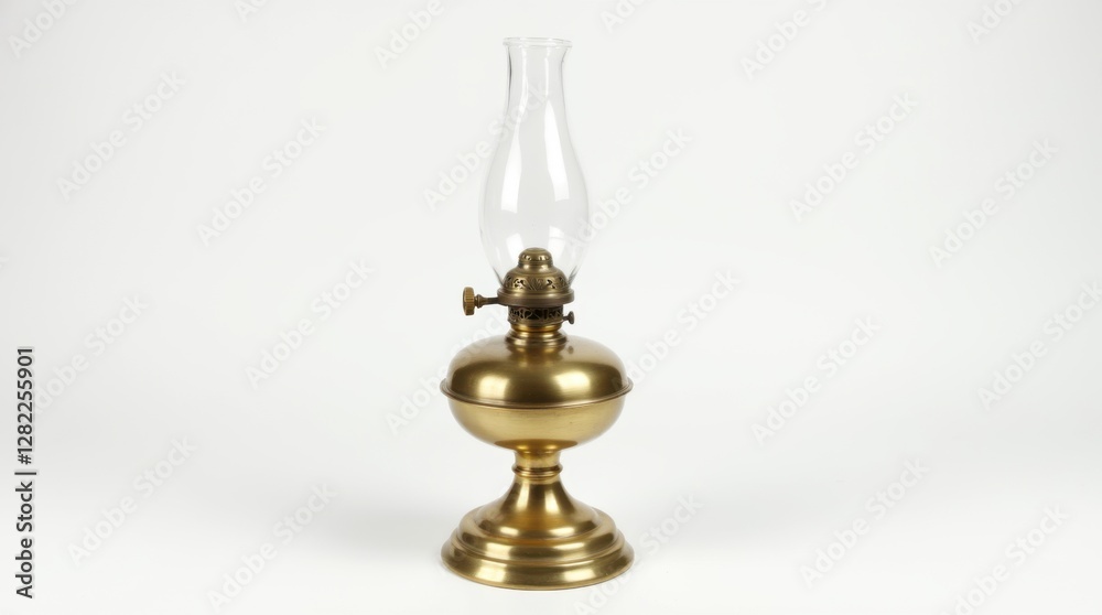 Classic Brass Oil Lamp with Glass Chimney Classic Brass Oil Lamp with Glass Chimney