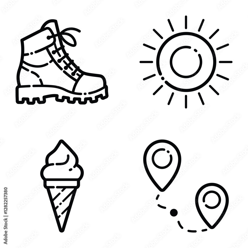 Park Flat Icon Set Isolated On White Background Park Flat Icon Set Isolated On White Background