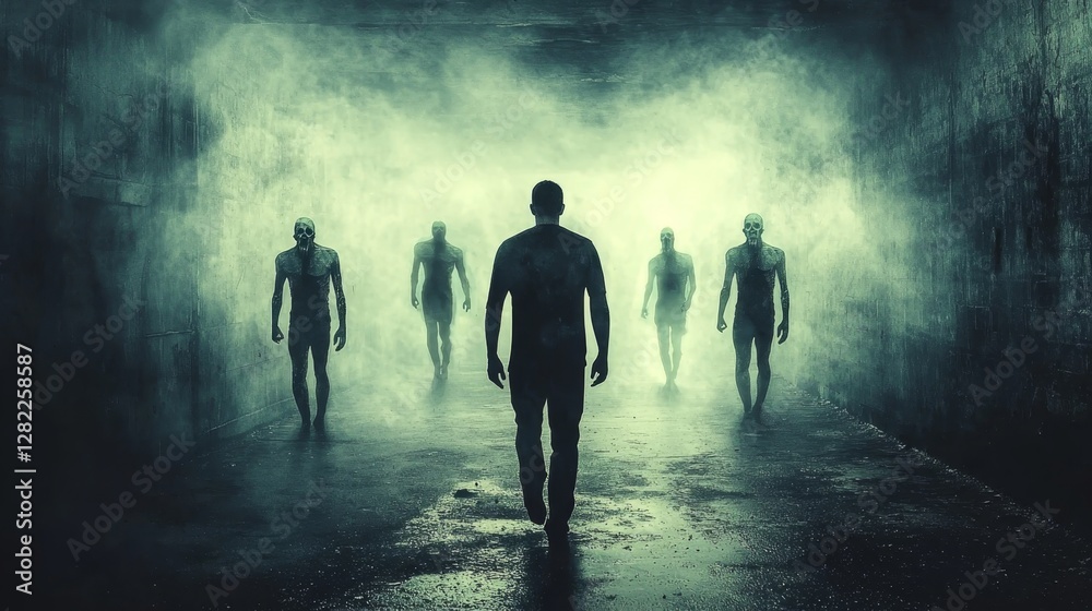 Fototapeta premium A man's journey through his dark night of the soul. 