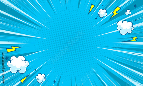 Pop art comic cartoon in blue background