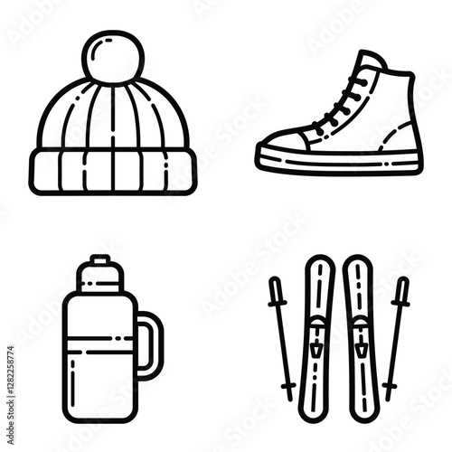 Park Flat Icon Set Isolated On White Background