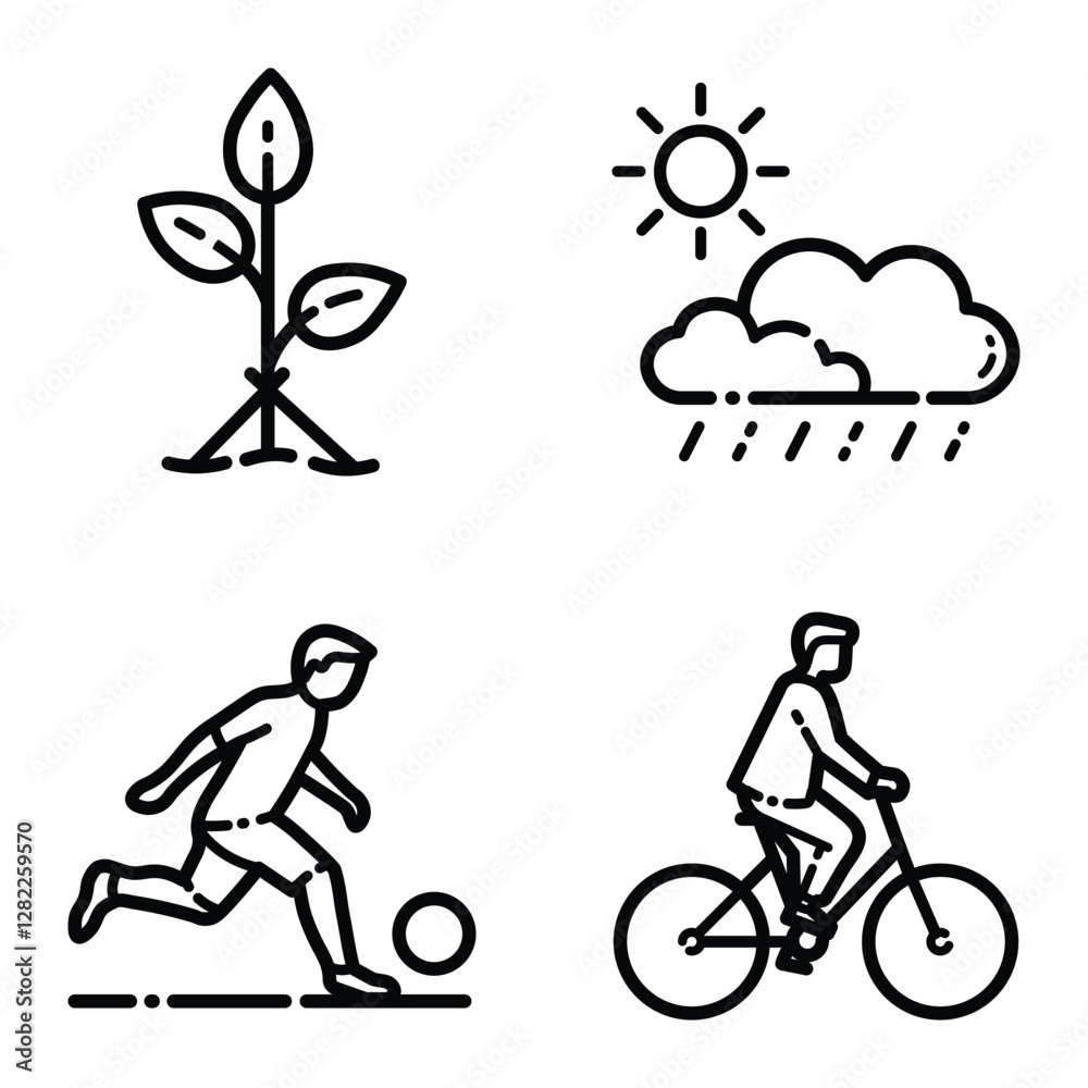 Obraz premium Park Flat Icon Set Isolated On White Background