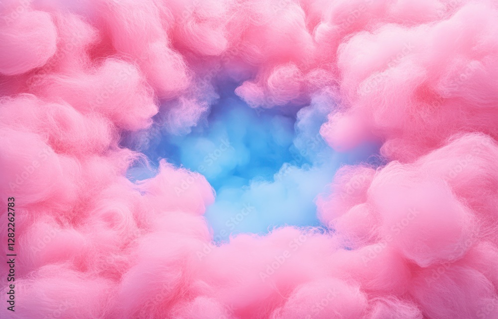 Fototapeta premium Fluffy Pink Cotton Candy Background Abstract Sweet Candyfloss Texture Soft Dreamy Colors