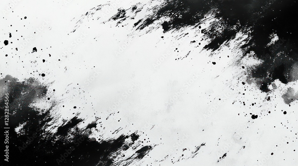 Dynamic Black and White Ink Splash Background on Japanese Paper Dynamic Black and White Ink Splash Background on Japanese Paper