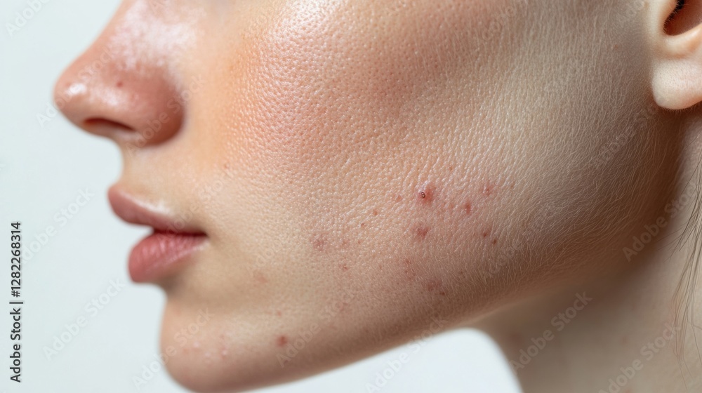 Obraz premium Comparison of acne prone skin and flawless skin showing dermatology treatments and skincare routines for healthy appearance. Generative AI