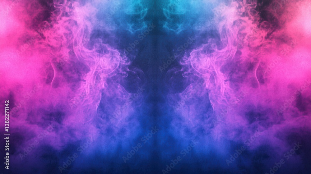 Obraz premium illustration of neon smoke exploding outwards with empty center. Dramatic smoke or fog effect for spooky