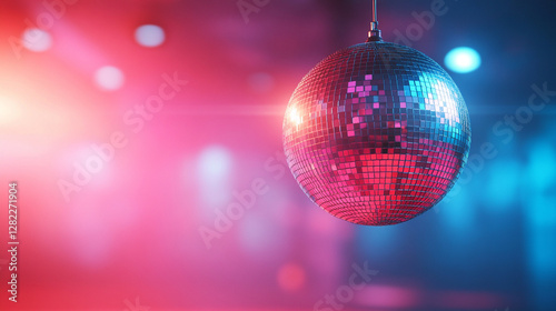vibrant disco-style background radiating energy with a modern, clean, and bright tone. Blurred effects create depth, with empty space on the side for text or design elements