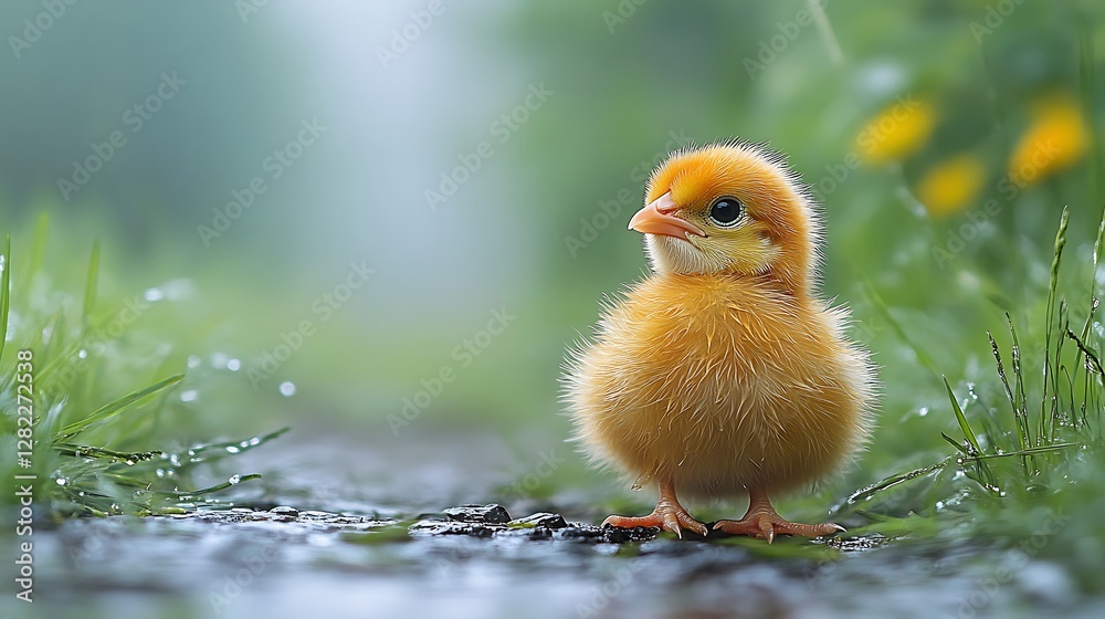 Tiny Chick Exploring Nature with Beautiful Soft Feathers Photo Tiny Chick Exploring Nature with Beautiful Soft Feathers Photo