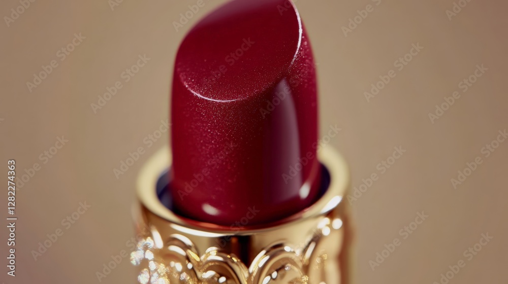Luxurious red lipstick close-up beauty studio product photography glamorous setting artistic angle makeup concept
