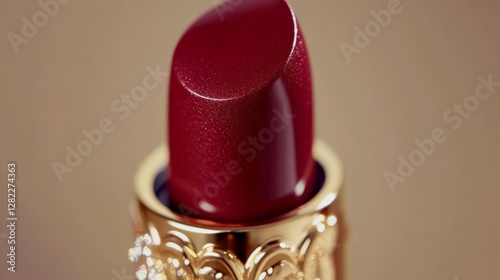 Obraz na płótnie Luxurious red lipstick close-up beauty studio product photography glamorous setting artistic angle makeup concept w salonie