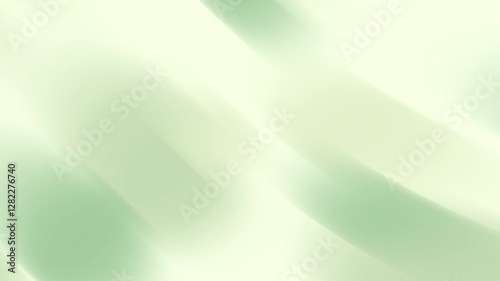 Abstract image features pale green and cream hues with flowing, curved gradient lines and shapes.