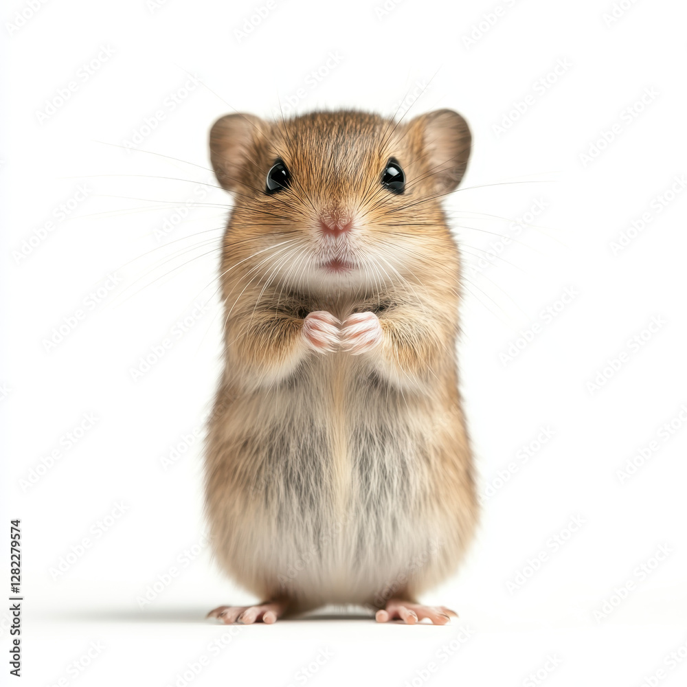 Cute Small Mouse Standing on Two Feet with Delicate Features Cute Small Mouse Standing on Two Feet with Delicate Features