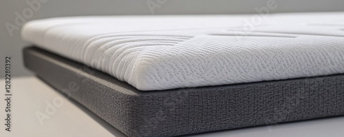 Close-up of comfortable mattress topper resting on foam base