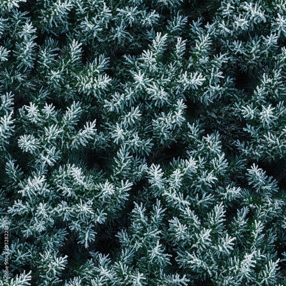 Seamless texture of frost-covered moss, deep green with delicate white frost crystals Seamless texture of frost-covered moss, deep green with delicate white frost crystals