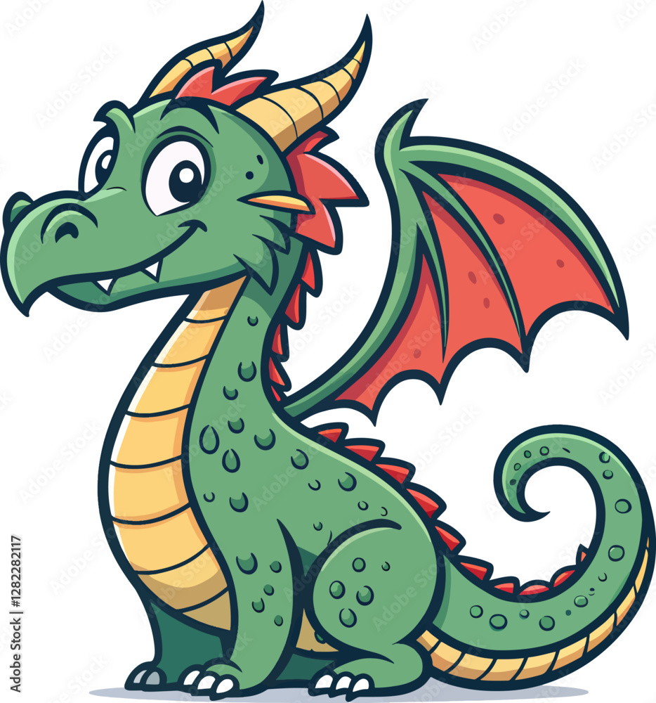Fototapeta premium cute cartoon green dragon logo mascot design on white