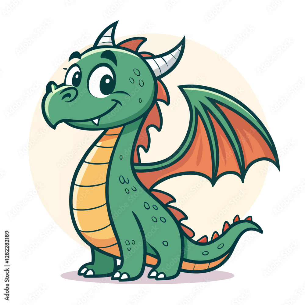 Obraz premium cute cartoon green dragon logo mascot design on white