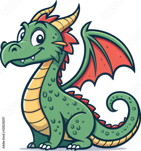 cute cartoon green dragon logo mascot design on white