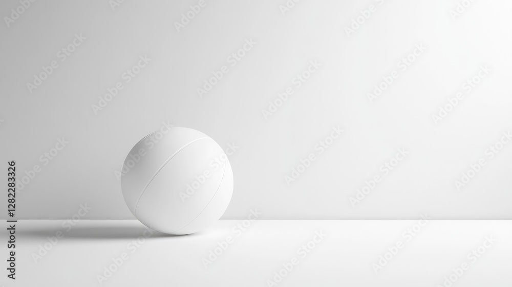 Minimalistic white volleyball, sports concept design, blank canvas for custom branding, centered on white. Minimalistic white volleyball, sports concept design, blank canvas for custom branding, centered on white.