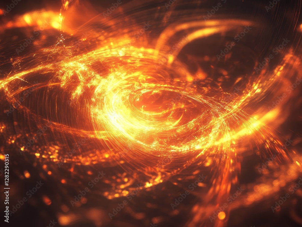 Obraz premium Dynamic fire swirls abstract art digital creation dark background close-up energy and motion concept