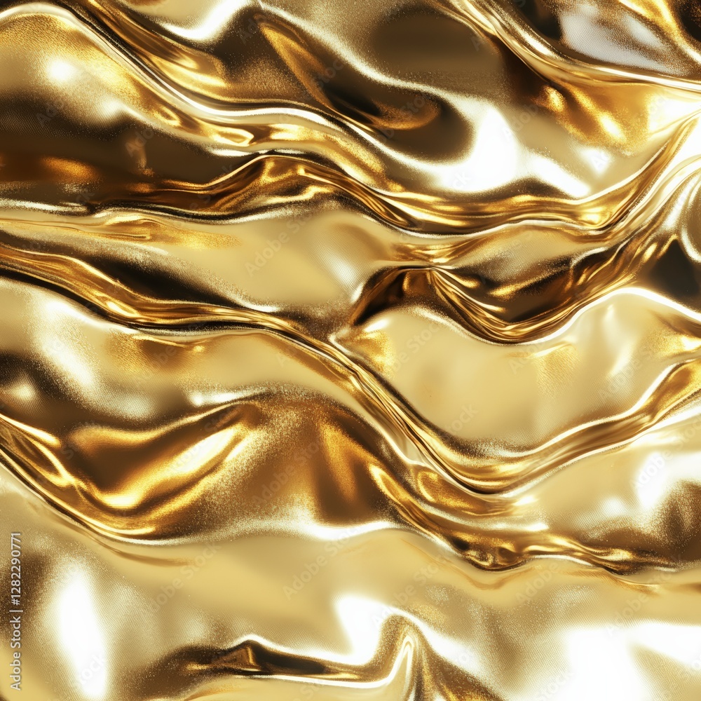 Golden waves reflecting light studio abstract image luxurious environment close-up beauty and elegance