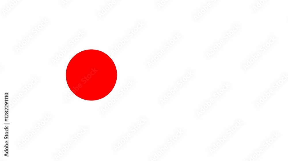 A clean graphic with a white background, showcasing a single, vibrant red circle as the focal point, surrounded by negative space.