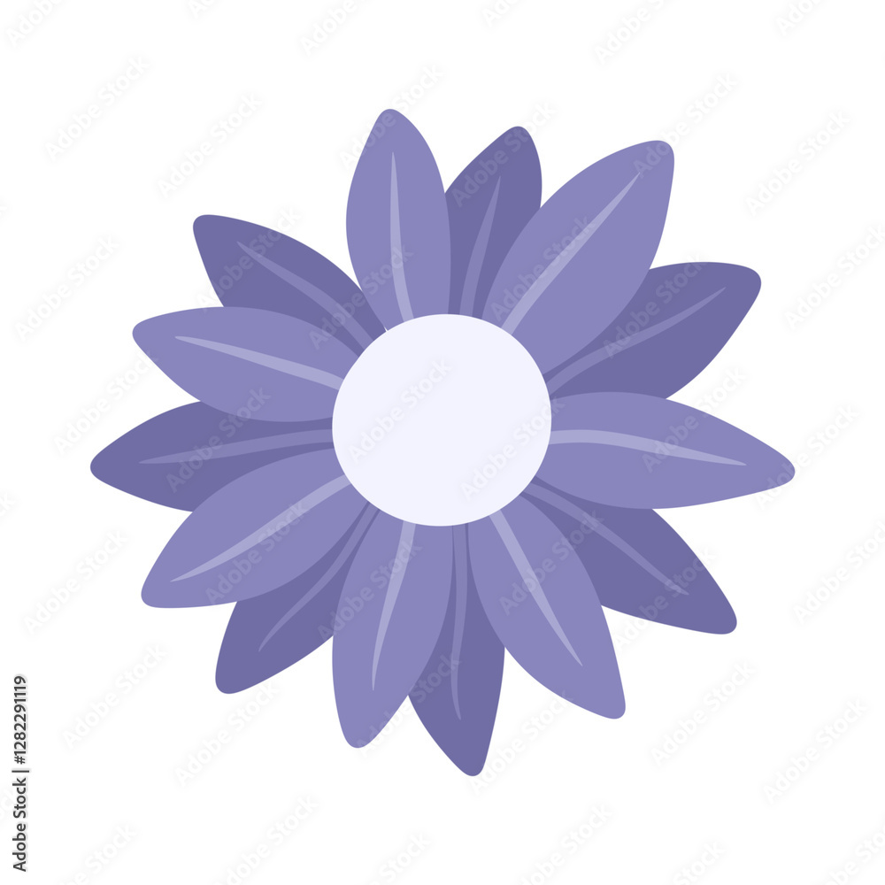 Purple violet simple flat flower illustration. Hand drawn blooming floral isolated Purple violet simple flat flower illustration. Hand drawn blooming floral isolated