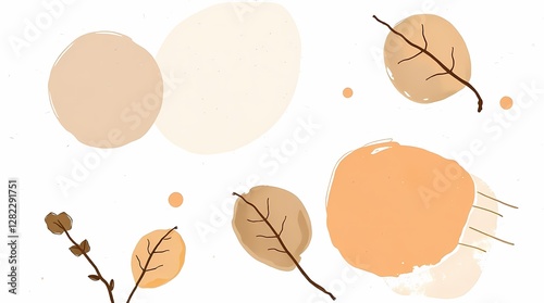 A digital graphic featuring a textured white background, incorporating organic shapes and earthy tones in a painterly style.