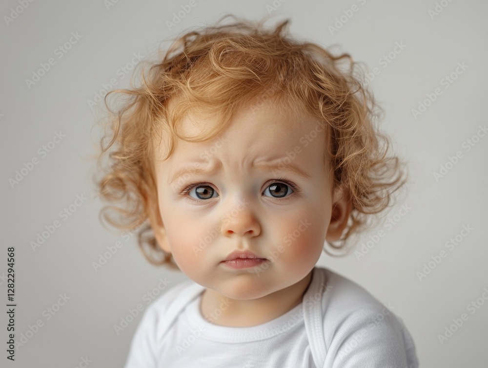 Captivating portrait of a curious toddler with curly hair and expressive eyes Captivating portrait of a curious toddler with curly hair and expressive eyes