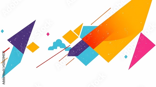 A modern geometric graphic on a snow-white background, featuring bold colors and dynamic patterns, utilizing a contemporary style.
