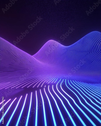 Abstract Neon Line Landscape photo