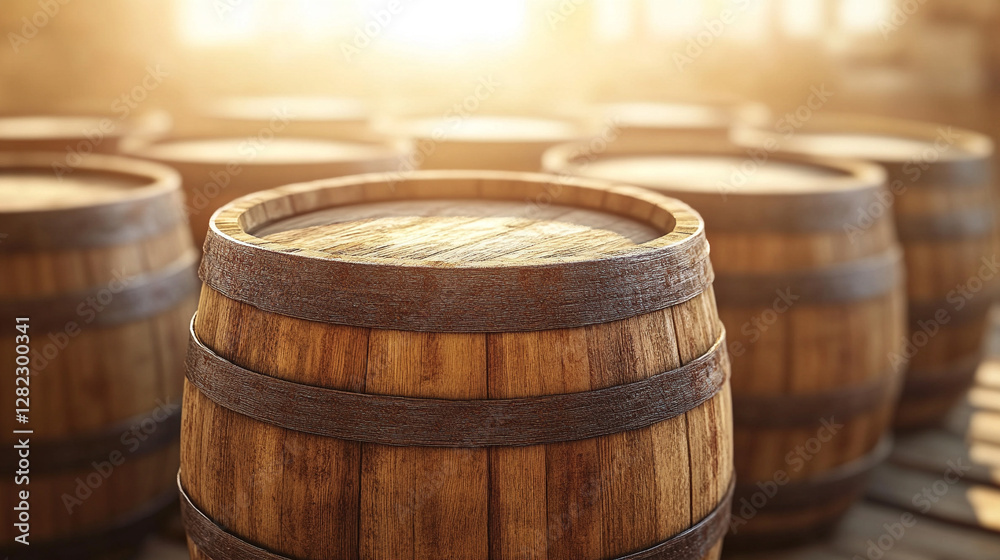 Wooden oak barrels stacked in a cool cellar, representing the aging process of wine or brandy in a distillery. Symbolizing craftsmanship, tradition, and the meticulous art of winemaking.
Wooden oak barrels stacked in a cool cellar, representing the aging process of wine or brandy in a distillery. Symbolizing craftsmanship, tradition, and the meticulous art of winemaking.