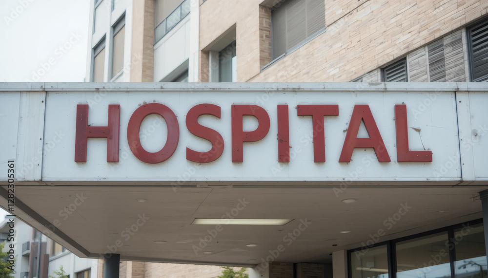 Plain hospital sign with no text, ideal for medical facility branding and healthcare marketing visuals Plain hospital sign with no text, ideal for medical facility branding and healthcare marketing visuals
